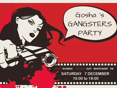 Flayer for gangsters party crad invite party