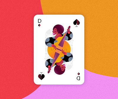 Jazz player cards - Queen of Spades 2d affinitydesigner art colorful cute design flat illustration minimal pastels player card