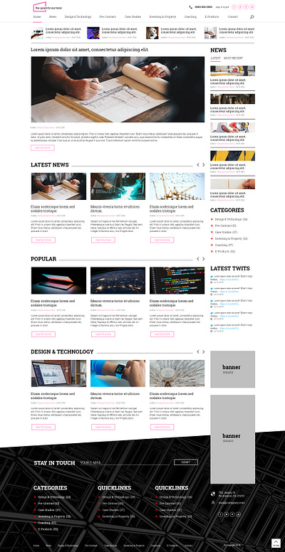 Home page - News website adobe photoshop branding building construction creative idea news app news website pixel perfect research the quantity surveyor theme from scratch ui ux web design website design wireframe wordpress cms