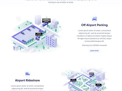 Home Page Design airport building car fleet hero illustraion isometric isometric illustration parking parking lot