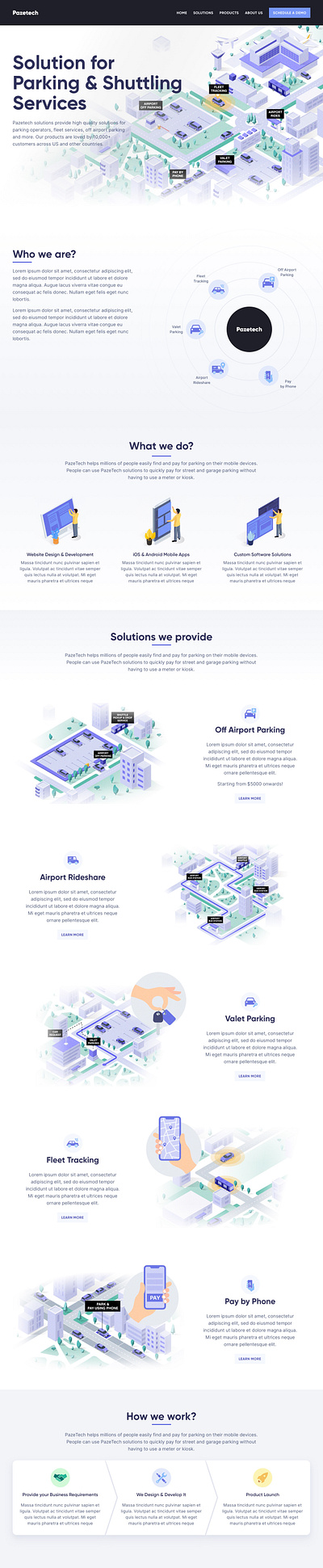 Home Page Design airport building car fleet hero illustraion isometric isometric illustration parking parking lot