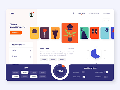 Web App - Home Cinema animation app colors design illustration minimal motion ui ux web website