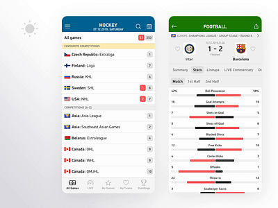 Flashscore by day and night app clean dark dark mode dark ui football hockey sport stats theme