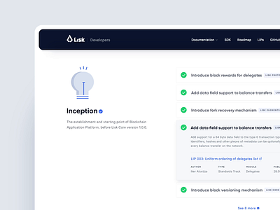 Lisk Roadmap blockchain crypto design system developers icon illustration landing page minimalism rwd team work typography ui ux vector website