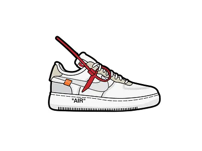 Off White x Nike Air Force 1 branding design flat icon illustration nike off white sneakers vector