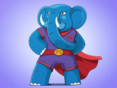 PG superhero character developers digital elephant hero illustration pg super hero superhero vector