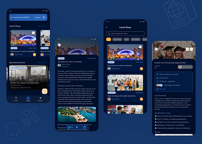 Visa App Design app design dark mode app event design immigration visa app design pre registration app student blog design student visa app ui desgn visa app visa app design