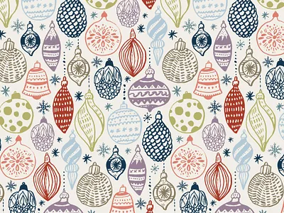 Christmas ornaments pattern ball brush christmas colorful decoration design drawing handdrawn holyday illustration ornament pattern retro snowflake star surface vector vintage winter xmas