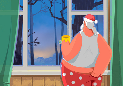 Santa's Morning 2d animation branding character flat illustration klaus man new new year santa vector