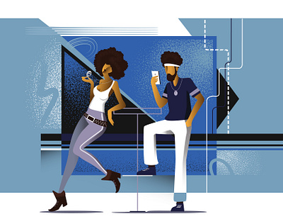 Disco club afro club disco illustration illustration art illustrator selfie