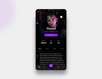 Music User Profile (first upload) artist black dailyui dark design dribbble first modern music music app profile singer user