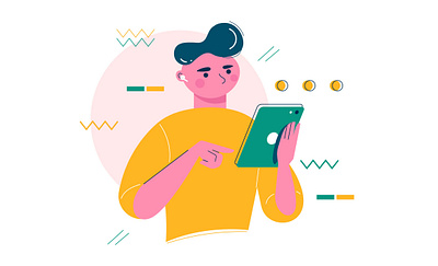 Boy with gadgets adobe illustrator art boy illustration connection gadgets illustration ipadpro lineart man illustration vector