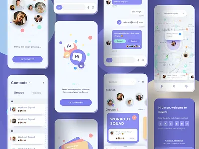 Social & Messaging App app chat interface map media mobile network onboarding social ui