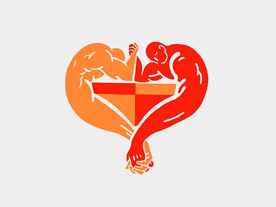 Stronger Together arm wrestling editorial heart illustration lgbt power rights