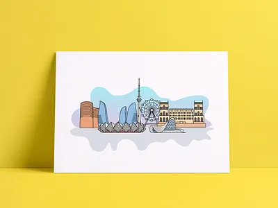 Baku City Landmarks baku city design icon illustration landmarks vector