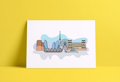 Baku City Landmarks baku city design icon illustration landmarks vector