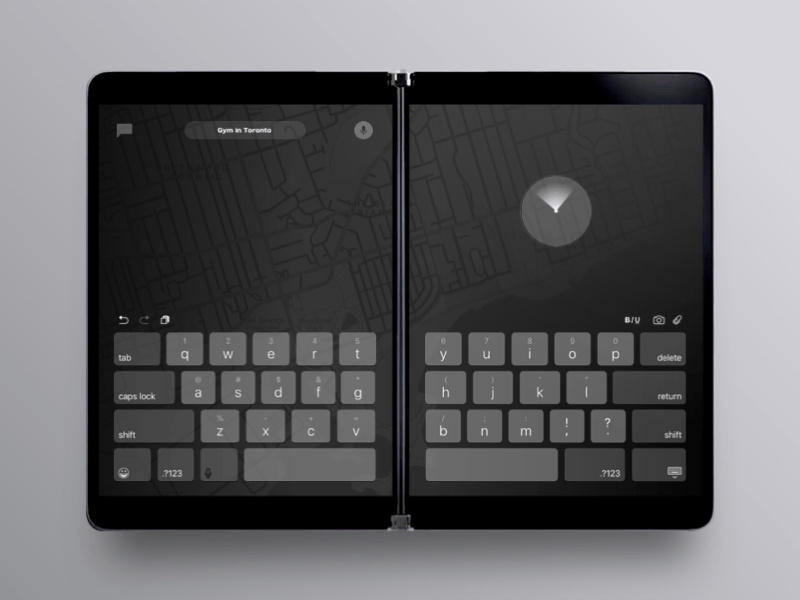 Location Tracker Concept for the new Microsoft Surface Duo app dailyui dailyui020 dailyui20 dailyuichallenge darkmode darktheme diseño location location app mapa mapas maps microsoft surface surfaceduo surfaceneo tablet ui ux