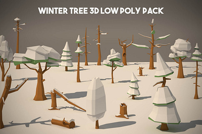 Free Winter Tree 3D Low Poly Pack 3d 3d art gamedev low poly low poly lowpoly lowpolyart tree winter