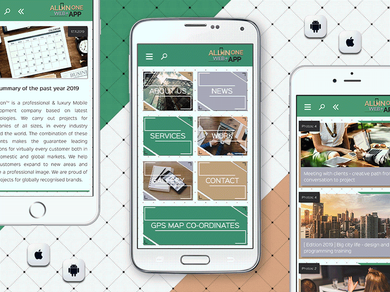 All In One Web+ App - Android & iOS / Website, App, Mobile Web android android app animated business company gif ios ios app iphone mobile app mobile web mobile website responsive design ui website