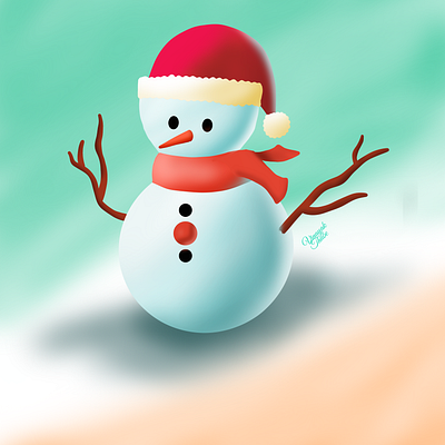 Snowman artwork autodesk sketchbook digitalart illustraion snow snowman winter