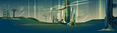 Sci-fi background background banner city illustration cityscape futuristic illustrator retro scifi scifiart vector