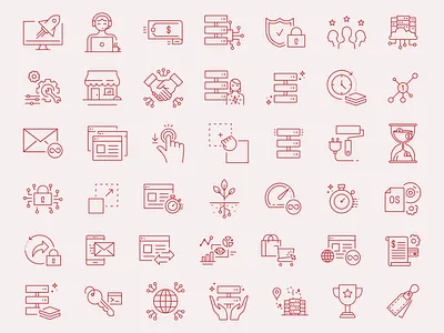 Web Technology Line Illustrations branding design digital illustration flat icon illustration illustrator line art line icons lineart vector vector illustration