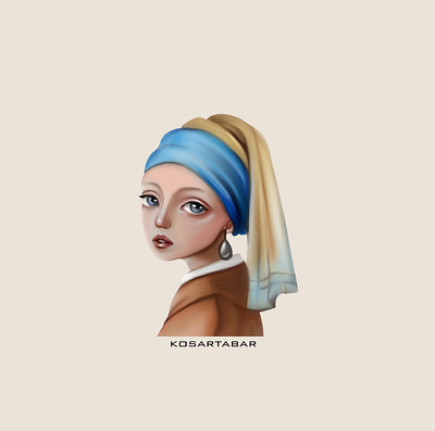 Girl with a Pearl Earring animation character design design digital paint digital painting digitalart illustration photoshop wacom intuos