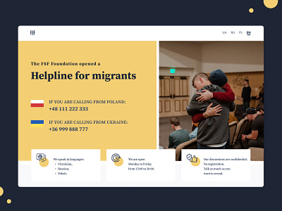 #TechToTheRescue: Helpline call confidential foundation website help helpline languages spoken migrant helpline migrants need operating hours phone line poland private support tech to the rescue techtotherescue ukraine volunteer web design