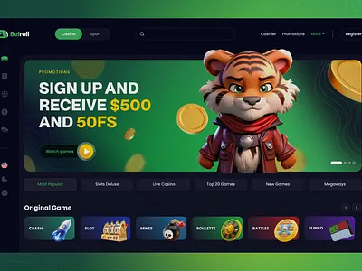Belroll - online casino casino gambling game ux ui web