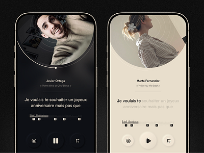 Audio Memories App Concept audio caption dark design disc light neumorphism play player product theme ui ux