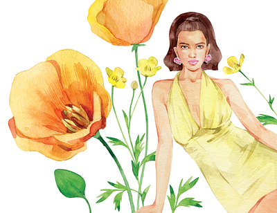 Fashion Illustration /Spring Vibes/ botanical illustration botanical watercolor floral floral art watercoloring