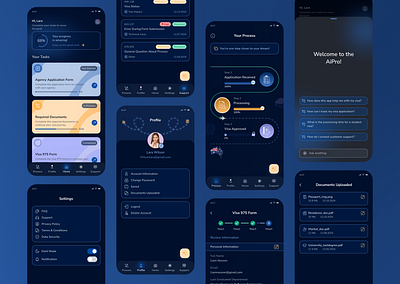 Student Visa App ai design app design student visa app support visa design ticket visa design track visa app ui design visa app design visa progress design