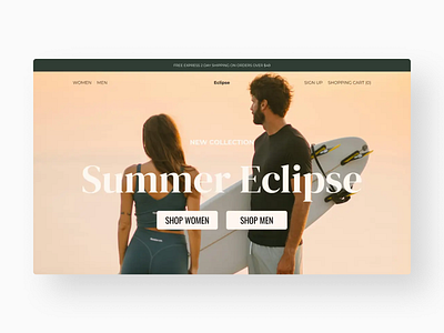 Summer Eclipse - Clothing Brand Website brand clothing design ecom ecommerce ui ux web webdesign website