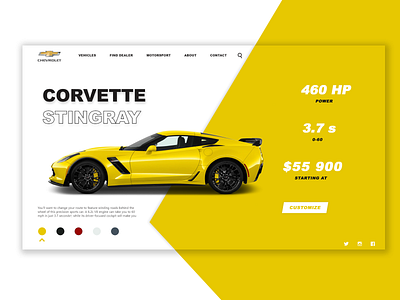 Corvette - E commerce shop DailyUI 012 adobe xd app ui branding dailyui dailyuichallenge design flat ui uiux website website concept website design