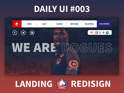 DAILY UI #003 - Landing branding design flat football landing page logo player soccer sport ui ux website