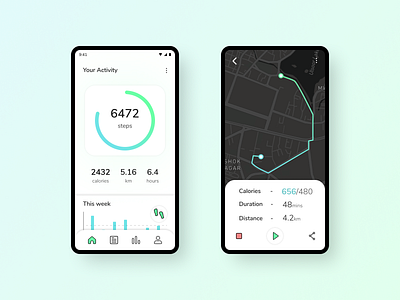 Step Tracker App - UI #015 app clean design dribbble fitness flat mobile step tracker ui