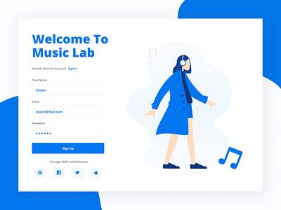 #001 Daily UI Challenge 100daychallenge art challange daily 100 challenge dailyui design figma illustration music app ui webdesign