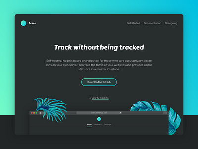 Ackee is live 🚀 analytics clean download flowers gradient hero marketing minimal open source typogaphy webapp webapplication website