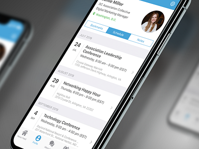 Clowder App Schedule Tab on the Profile screen app calendar clowder clowder app design events ios iphone mobile mockup profile schedule social app