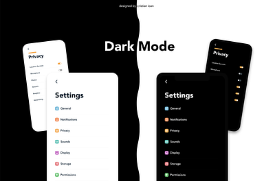 Minimalist Settings Page + Dark Mode (UI) avenir black dailyui007 dailyuichallenge dark dark mode design minimalist mode page phone settings simple smartphone