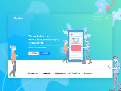 app landing hero header concept #02 agency creative design header concept hero image illustration landing page marketing minimal software startup ui design ux design