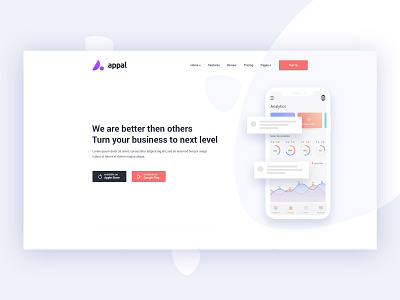 app landing (hero) header concept #3 abstract agency animation app app heade design header concept hero image illustration landing page marketing startup ui design ux design