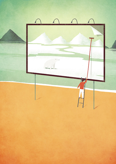 [Affiches from the Future #1] billboard climatechange design frelly future globalwarming iceberg illustration illustrationage illustree polarbear