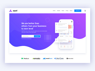 app landing hero header concept #5 agency app app design app screen application application design clean landing page marketing minimal mobile app design saas app saas design software ui design ux design