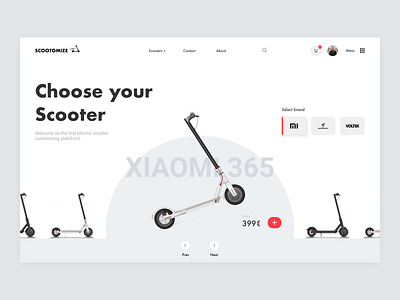 E-commerce scooter customizing concept - Home Page #1 app cart concept custom customization design ecommerce ecommerce design product design scooters shop shopping ui ux web webdesign website website concept xiaomi