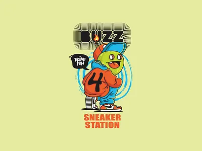 BUZZ Sticker Design #1 cartoon character character design doodle drawing dreadpen fun art illustration monster nike nike air sneaker sneakerhead sneakers typography vector
