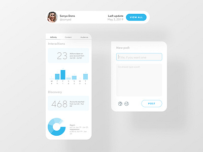 Status Update app card charts clean dailyinspiration dailyui interface ios statistics status tables tabs ui update