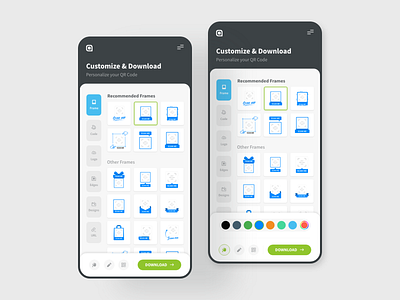 Customize & Download app customize download interaction design interface qrcode tool ui user experience user interface ux