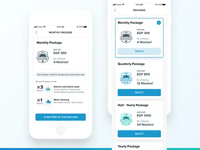 Autevo 🚙 Wallet Package Subscription app car design illustration mobile mobile ui monthly package subscribe subscription ui ux wash yearly