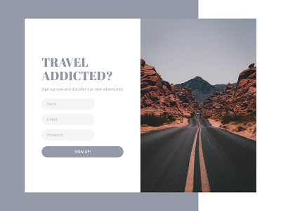 Sign up page adventure dailyui dailyuichallenge design form signup travel ui ux web